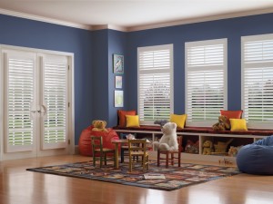 Timber shutters in children's room