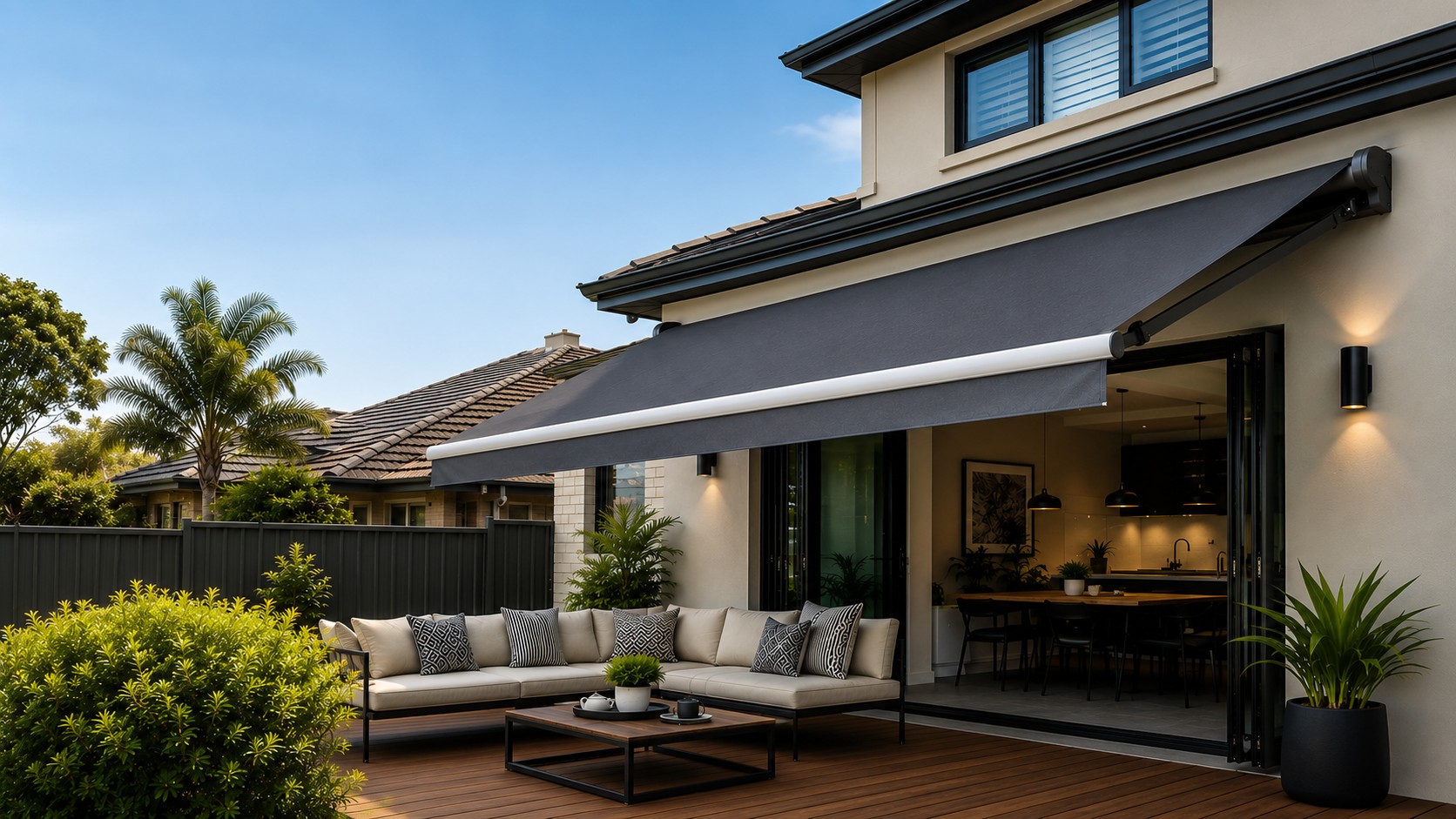Custom awnings Sydney — Decorating Decor Interiors showroom Russell Lea